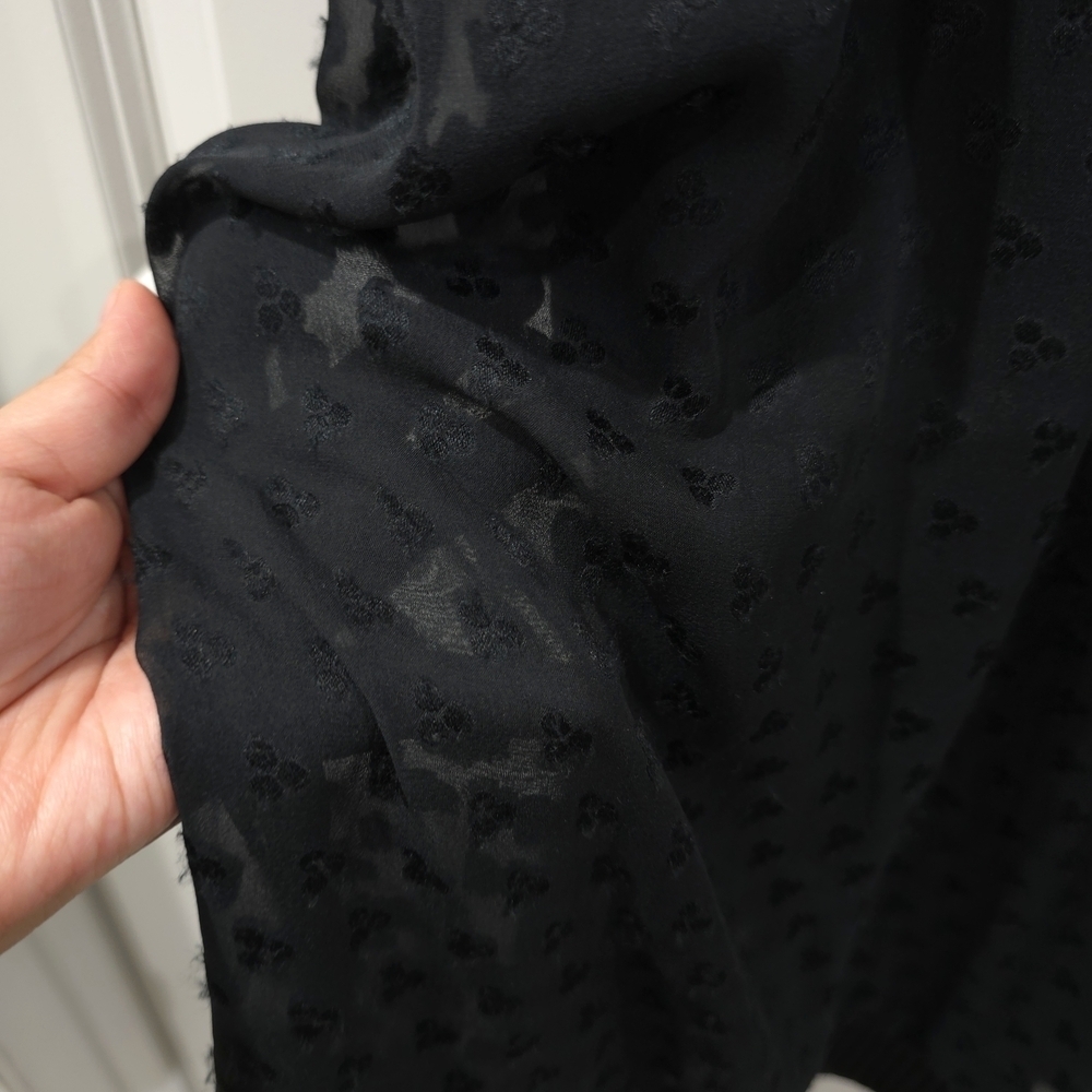 CATHERINE MALANDRINO Black 100% Silk Textured Midi Dress, Baby Doll, Vintage, 10 - Picture 14 of 16